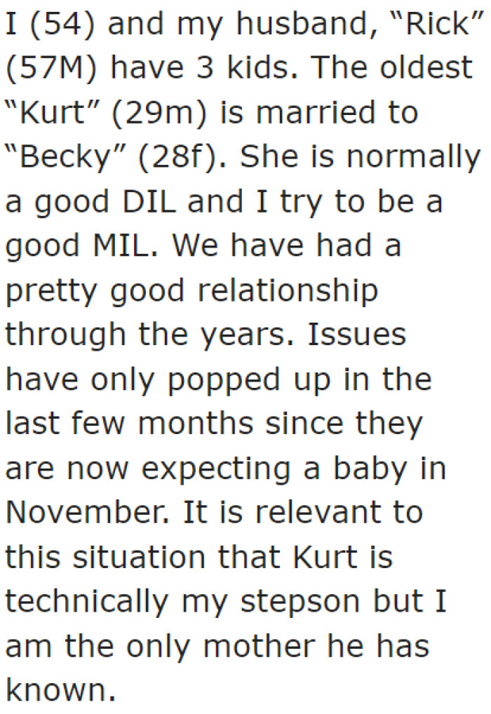 The woman started having issues with her DIL when the latter got pregnant.