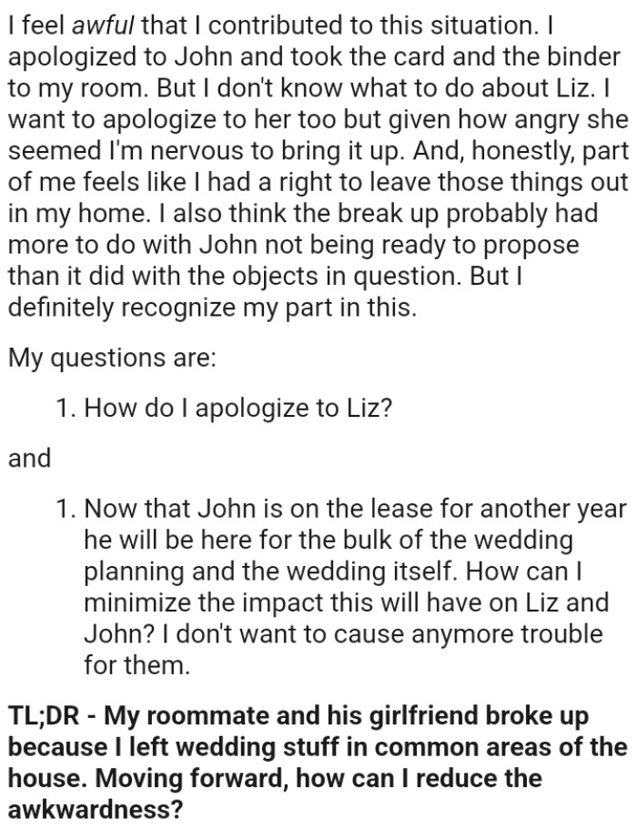 Part of the OP Feels Like She Had a Right to Leave Those Things Out in Her Own Home