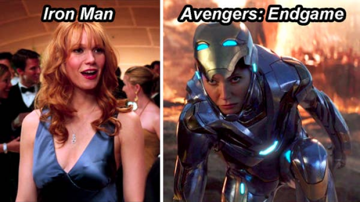 21. In 'Avengers: Endgame' Pepper's Resuce Armor is the same color as the gown she picked for her birthday present from Tony in the first 'Iron Man'