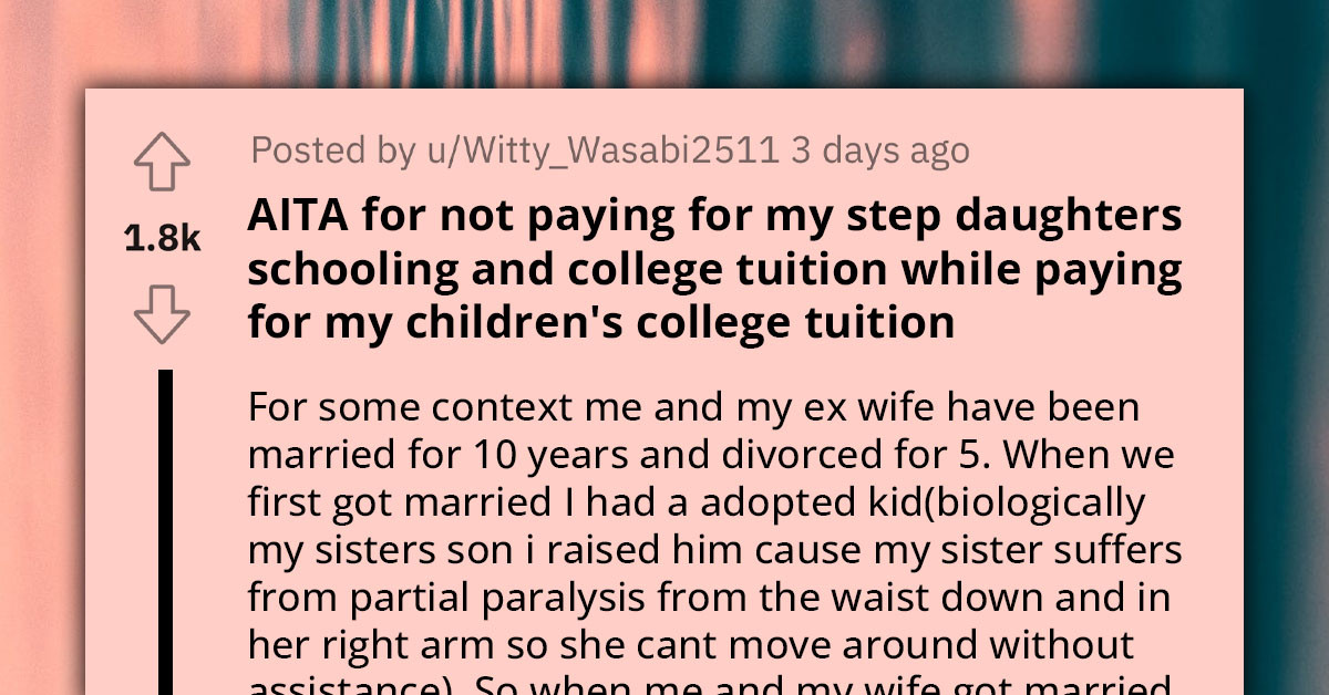 Wealthy Father Faces Dilemma When His Ex-Wife Asks Him To Set Up An Education Fund For His Stepdaughter Like What He Did For His Own Son