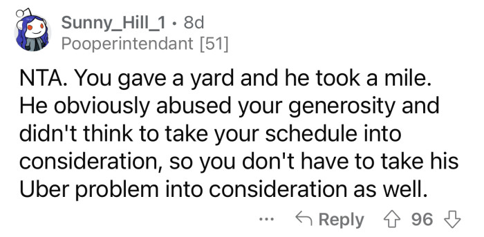 The co-worker abused OP's generosity.