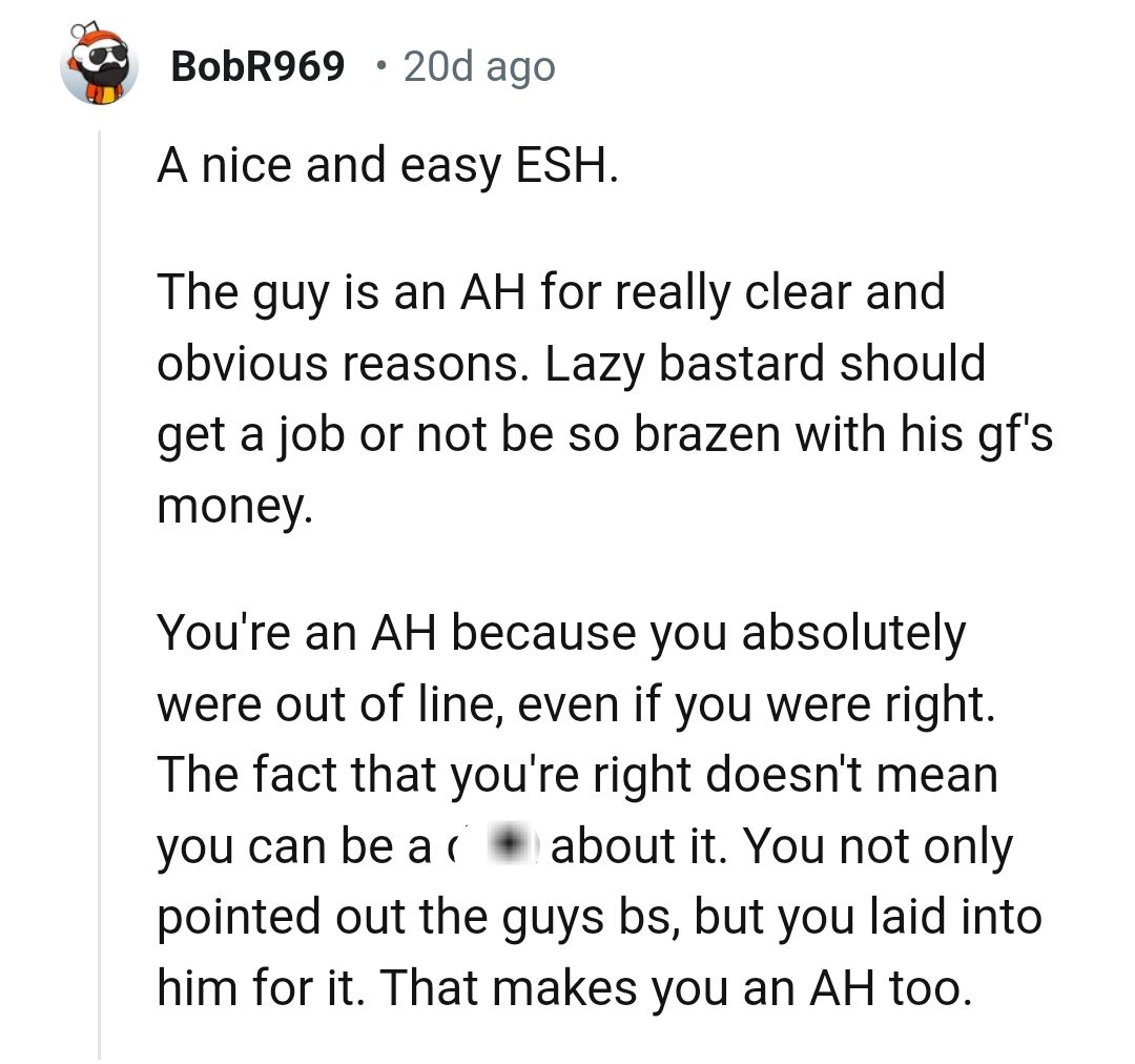 The OP was out of line