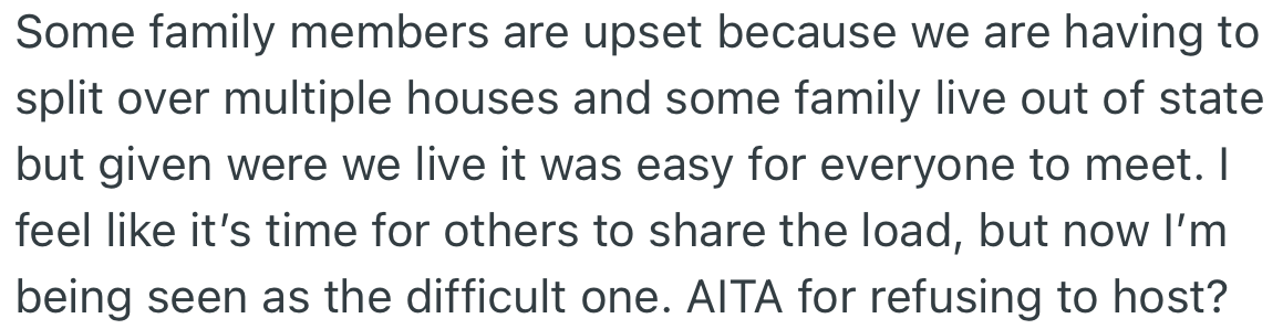 OP feels other family members should help clean after the events, but they don’t seem to like the idea.