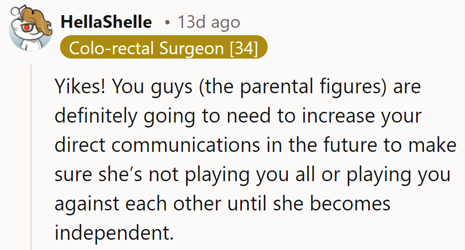 Time for some parent power talks! Gotta make sure she's not playing chess while we're playing checkers.