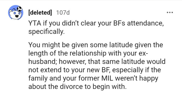 The OP did not clear her boyfriend's attendance