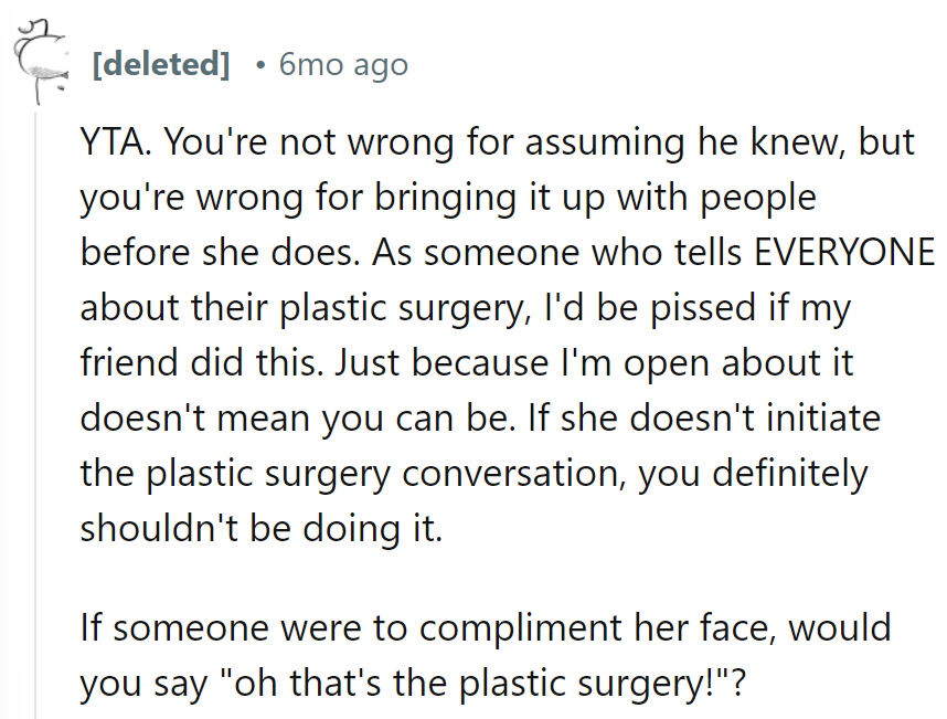 Timing matters in this drama! Bringing up the plastic surgery plot twist before she does isn't cool.