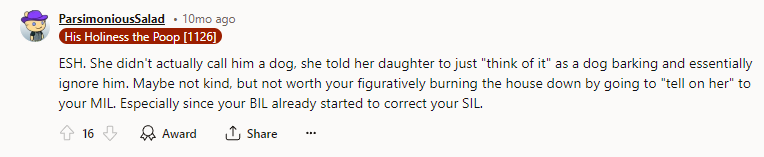 ESH. She didn't actually call him a dog