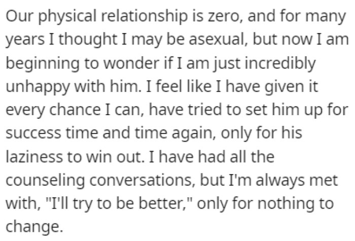 The physical aspect of the marriage is basically non-existent