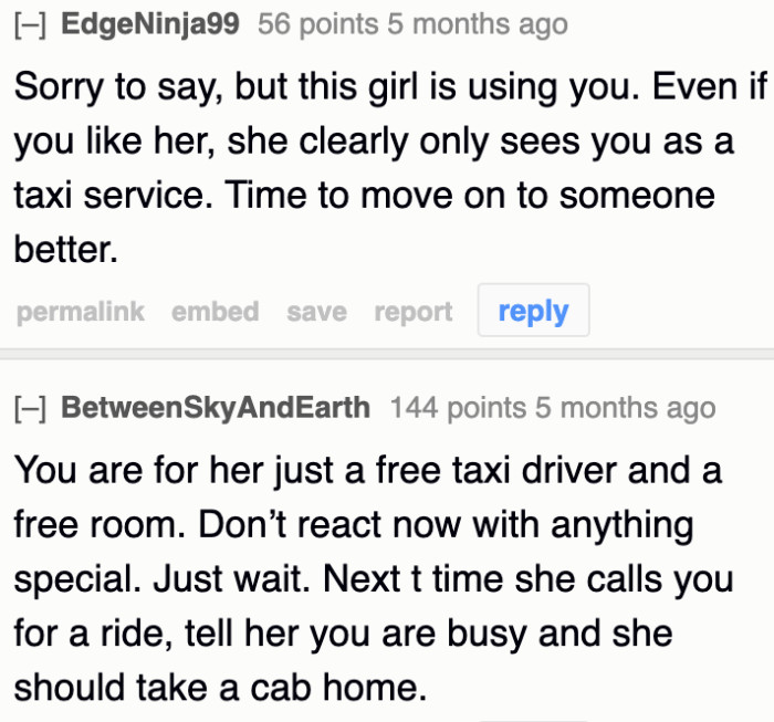 It's sad that the OP is only seen as a driver—nothing more.