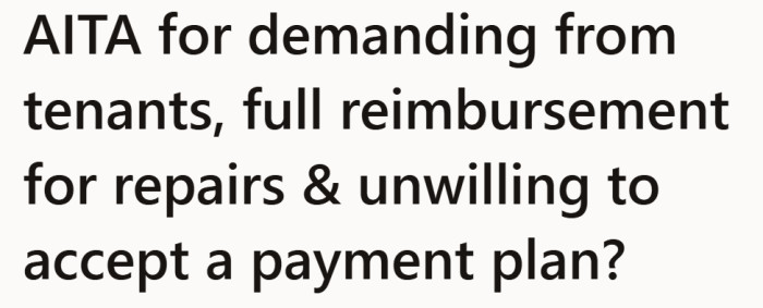 This sets up a dispute over responsibility, money, and how rigid a landlord should be when things go wrong.