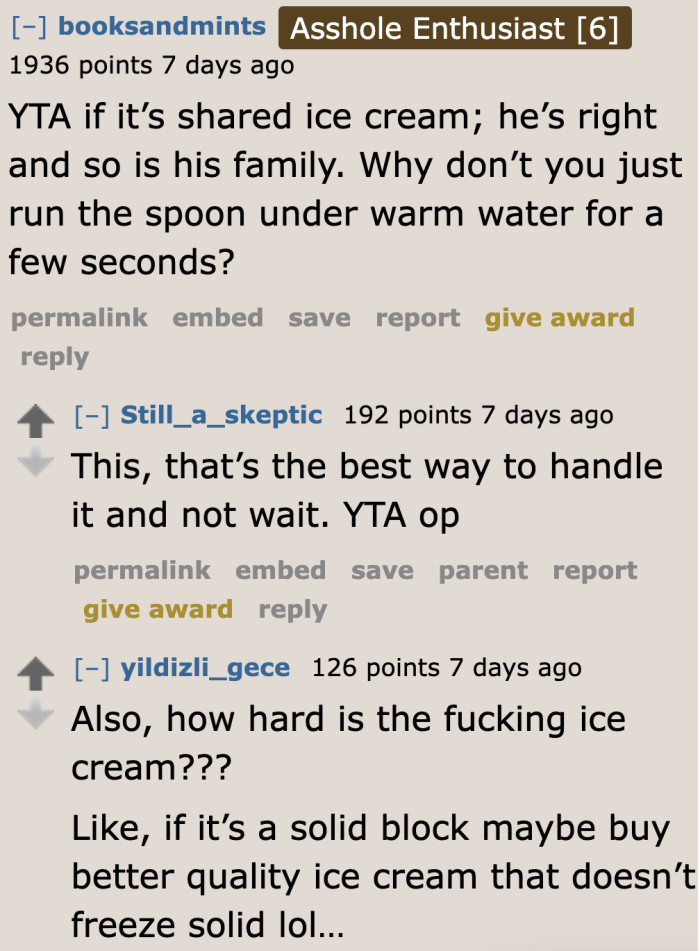 The OP shouldn't do this with shared ice cream.
