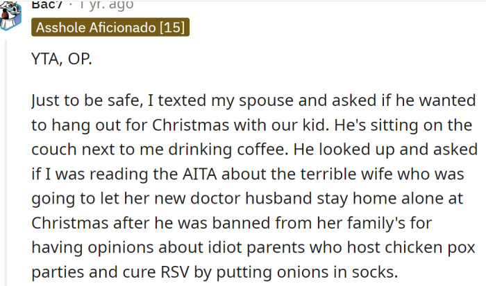 Another Redditor confirmed that the OP was in the wrong