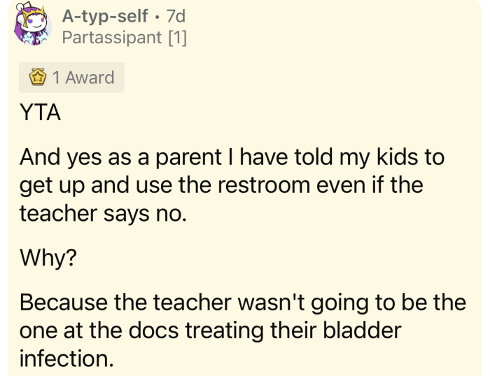 A teacher acting 'petty' can have serious health consequences.