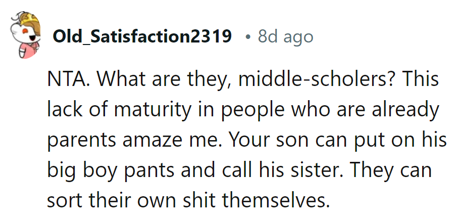 The parents should adult up and sort their own messes!