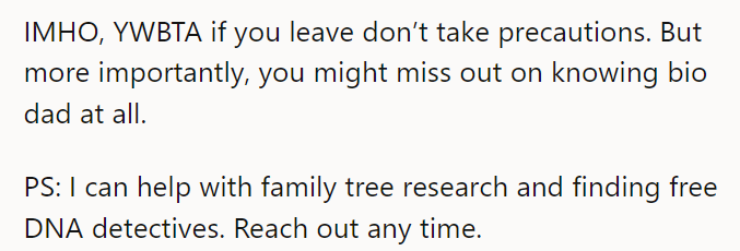 This person ended her comment by saying that she can help OP if she needs it.