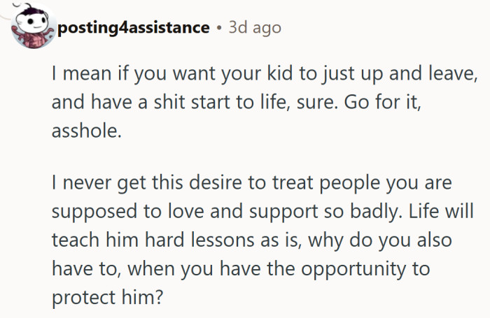 Not everyone saw “tough love” here—some saw a dad mistaking discipline for distance.