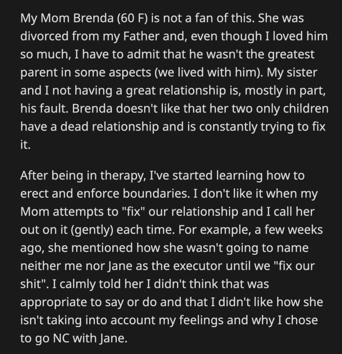 OP looked at his wife and saw she was just as shocked as he was. OP told his family he wouldn't participate in their intervention. His mom scolded him for acting childish and refusing to make up with his sister.