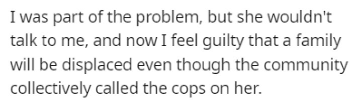 OP feels guilty that this entire family got evicted because of him