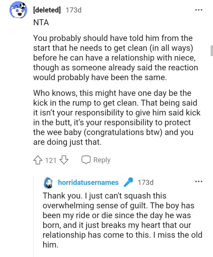 OP can't squash the overwhelming sense of guilt