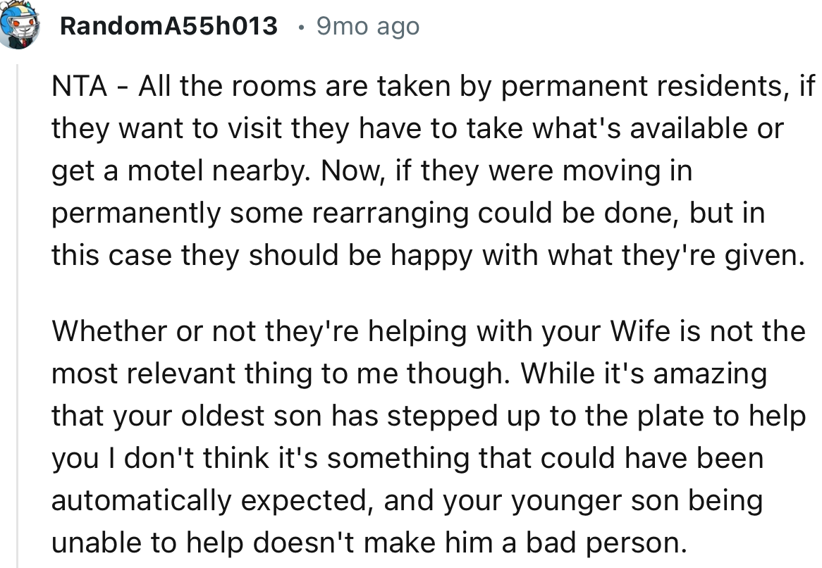 “All the rooms are taken by permanent residents; if they want to visit, they have to take what's available or get a motel nearby.”