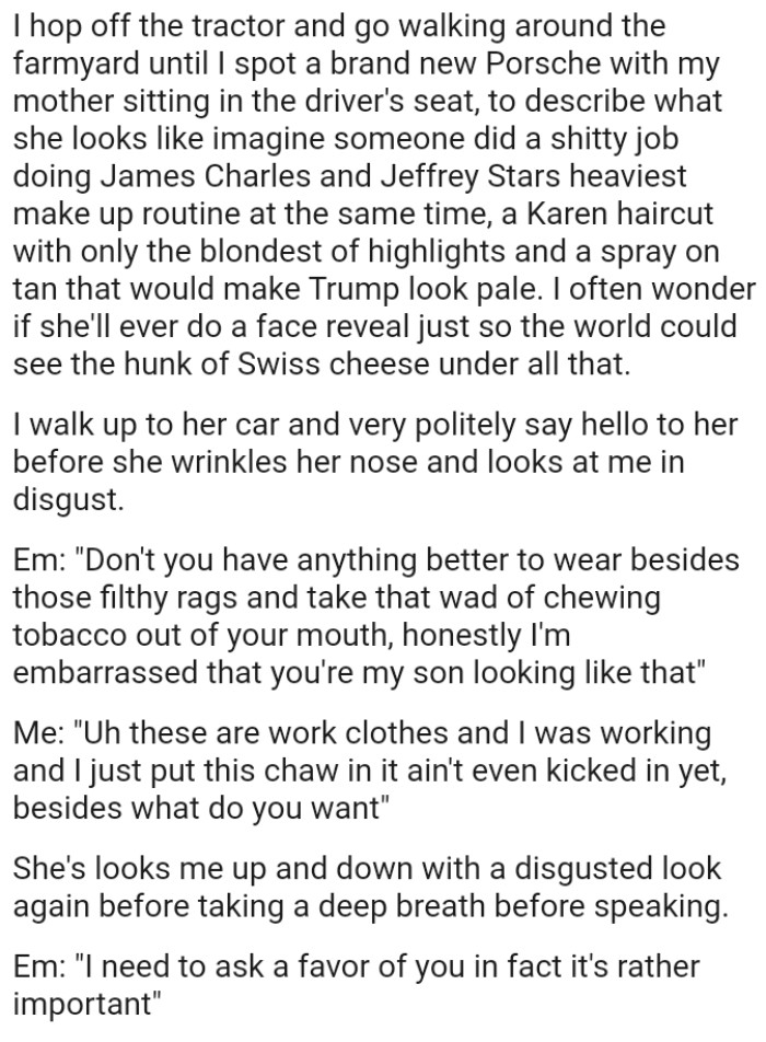 The OP often wonders if his mom would ever do a face reveal just so the world could see that