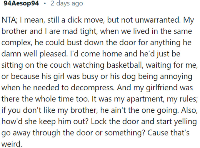 The girlfriend's behavior is strange.