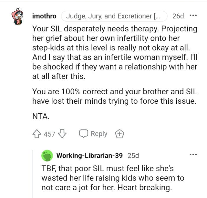 This Redditor will be shocked if the boys still want a relationship with her after this