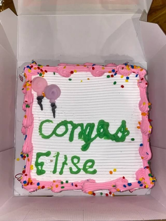 13. I got this Carvel cake to congratulate my sister on her new job. I should have looked at it before I left the shop!