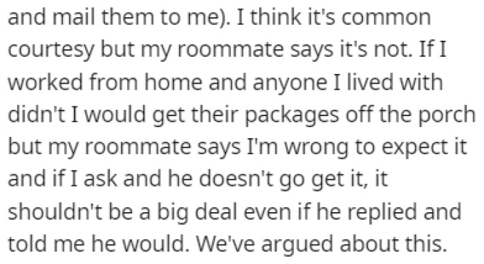 OP believes it's common courtesy, but the roommate doesn't agree
