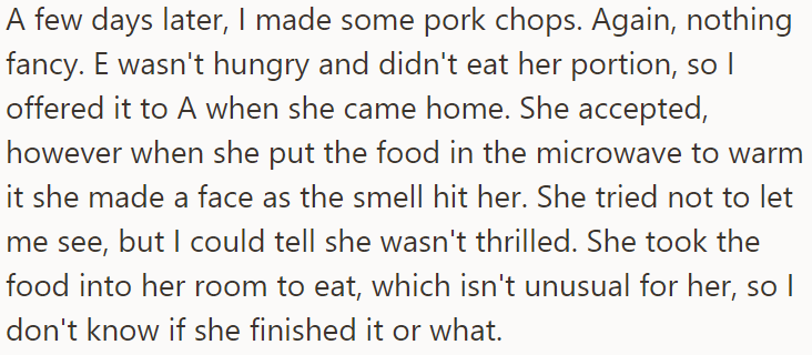So, the next time, he saved her a portion but noticed she wasn't thrilled