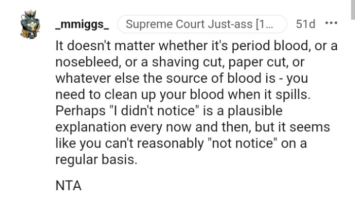 You need to clean up your blood when it spills