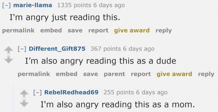 Even dudes and other moms are on the original poster's side.