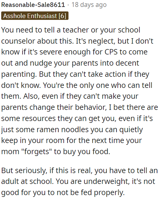 OP should talk to a teacher or counselor at school about this.