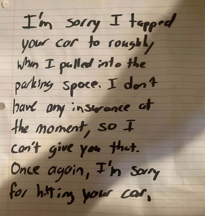 "It’s 'Nice' To See An Apology Note After Someone Managed To Hit My Car In The Kroger Parking Lot, Before I Resumed My Dash"