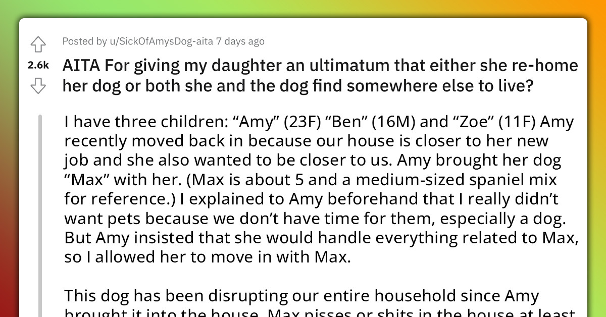 Woman Forces Daughter To Rehome Her Dog Or Move Out Of The House