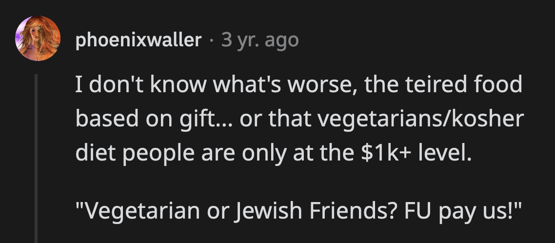 The RSVP is equally bad across all levels. It was the perfect way to alienate their guests.