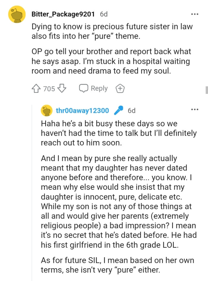 It's no secret the OP's son has dated before