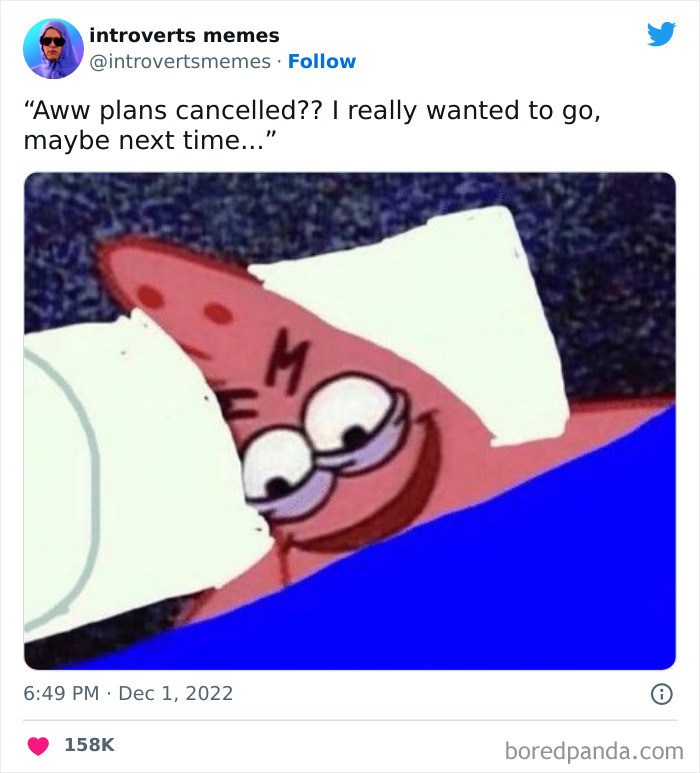 How introverts react when the plan is canceled.