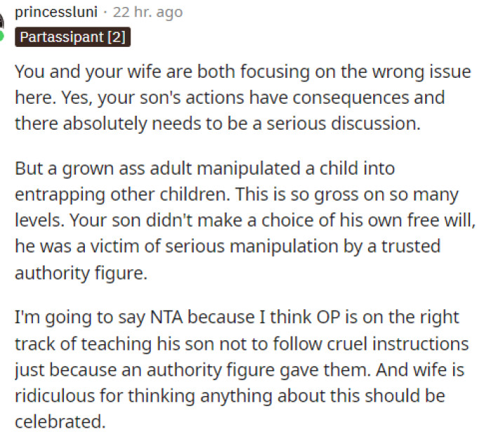 Exactly this. They are focusing on the wrong issue ultimately, and they should consider the teacher for what they did in this situation.