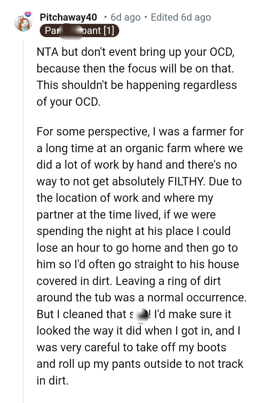 Leaving a ring of dirt around the tub was a normal occurrence