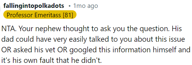 It's his dad's responsibility for not doing so.