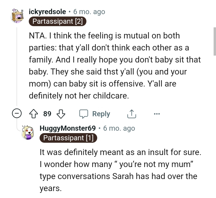 All of them are not her child care