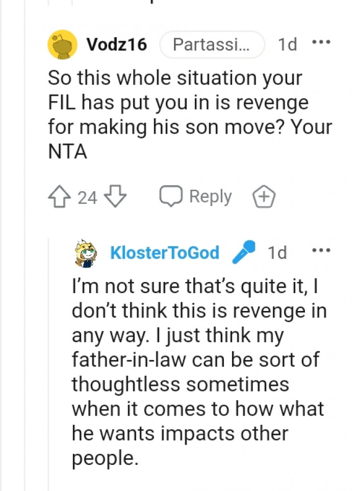 Revenge for making his son move