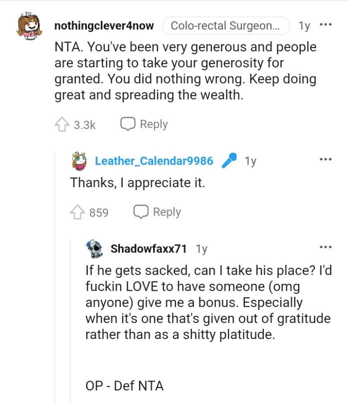 The OP should keep doing great and spreading the wealth