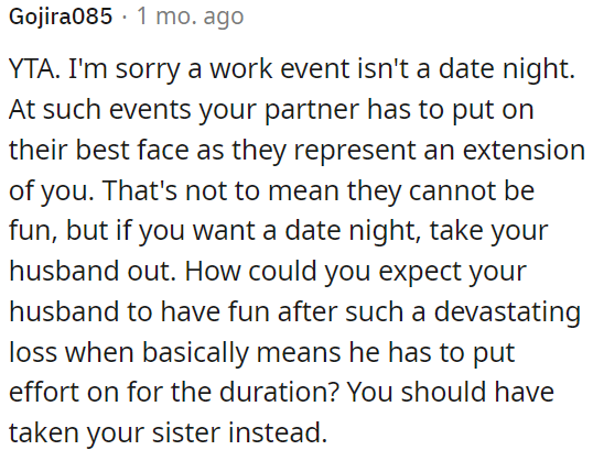 Taking her sister would have been a better choice.