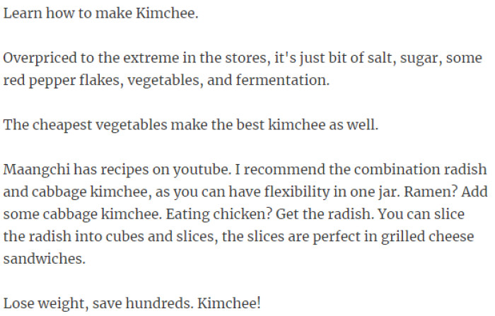 29. Learn how to make kimchee.