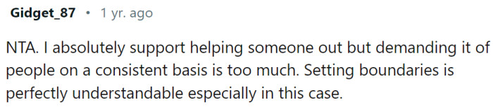 Setting boundaries is perfectly understandable.