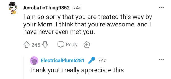 Some words of comfort and appreciation