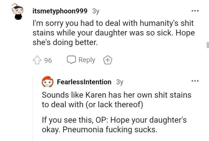 This Redditor hopes the OP's daughter is doing better