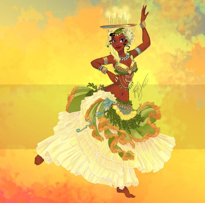 4. Tiana carrying plates in Duke’s restaurant